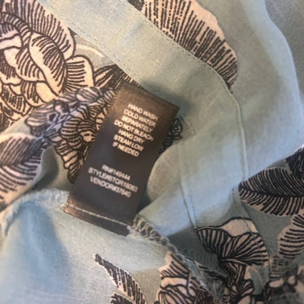 BKE Boutique Women's Boho Blue Black Floral Bell Sleeve Open Kimono Cardigan L - Picture 7 of 8
